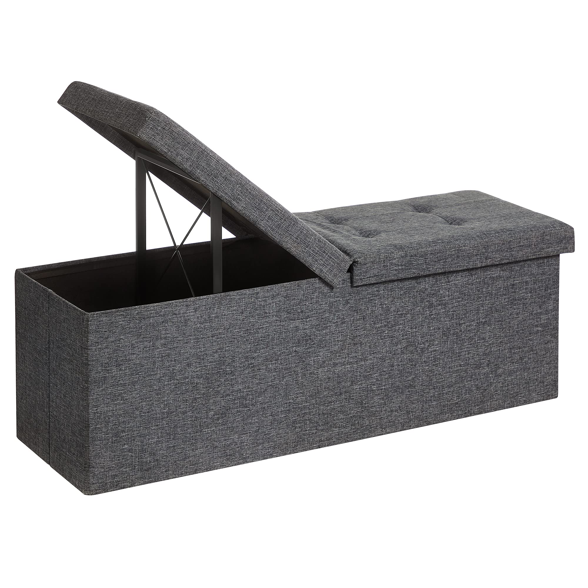 SONGMICS Storage Ottoman, Foldable Storage Bench, 15 x 43 x 15 Inches, Flipping Lid, 660 lb Load Capacity, for Entryway, Living 