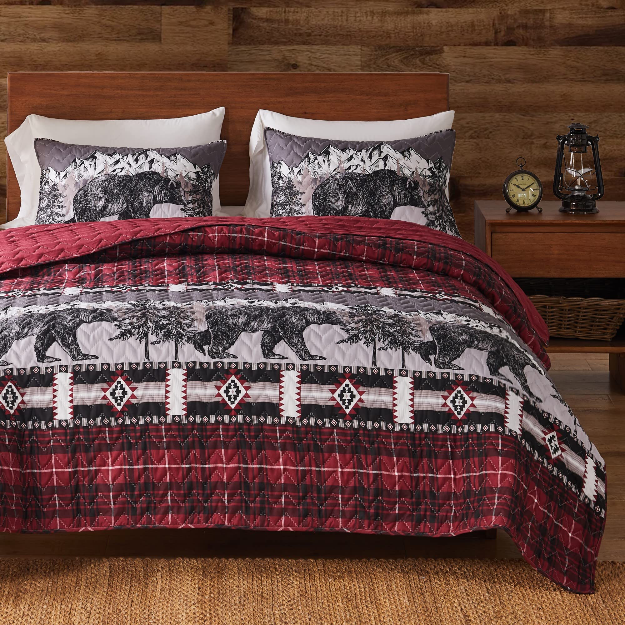 Greenland Home Timberline Quilt Set, 2-Piece Twin/XL, Red