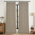Light Taupe Blackout Sliding Patio Door Curtains 92 Inches Long 2 Panels Set, Country Pinch Pleat 2 Layer Linen Thermal Curtain 