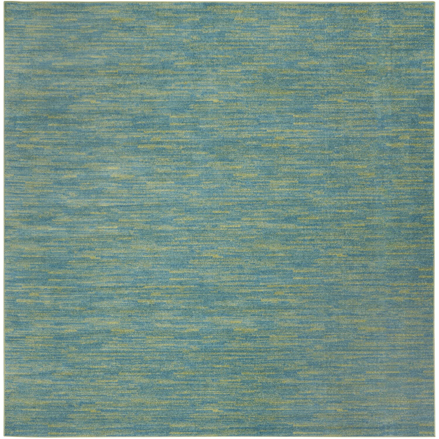 Nourison Essentials Indoor/Outdoor Blue Green 9 x Square Area Rug, Easy Cleaning, Non Shedding, Bed Room, Living Room, Dining R