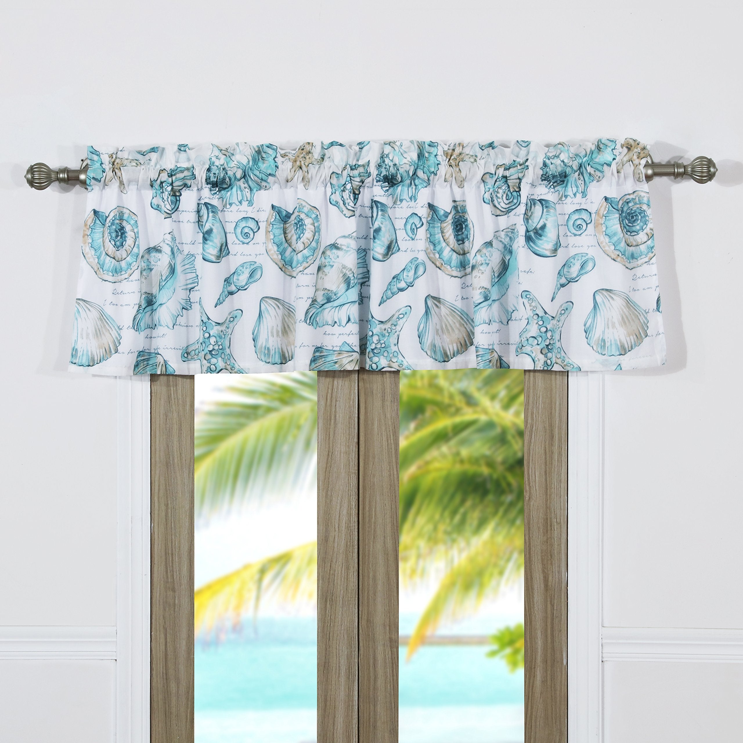 Greenland Home Fashions Barefoot Bungalow Cruz Coastal Window Valance, 84 W x 19 L inches, White