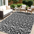 OLANLY Outdoor Rug Waterproof 5x8 ft Clearance, Reversible Outdoor Plastic Straw Rug with Floral Pattern, RV Mat for Patio, Camp