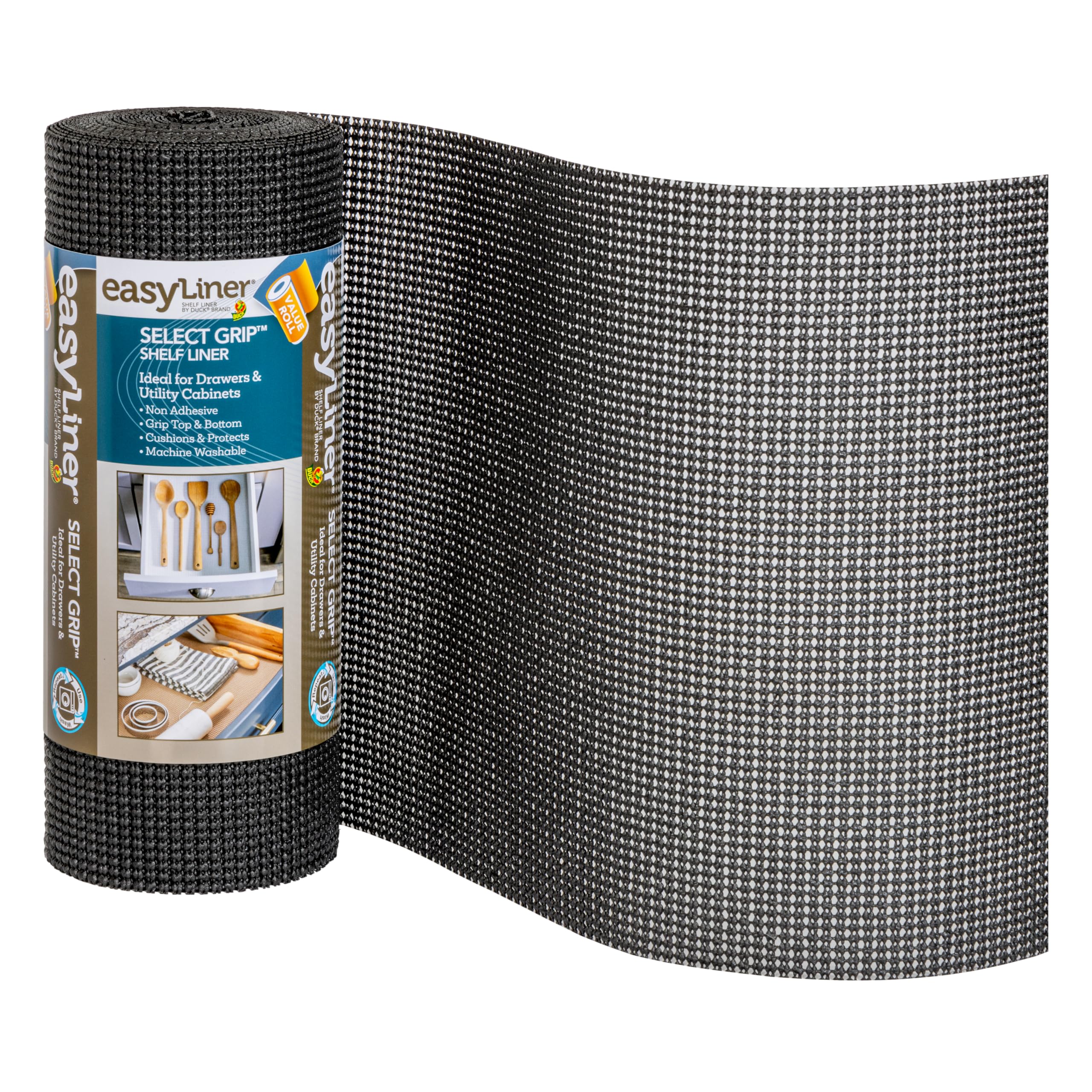 EasyLiner Select Grip Shelf Liner - Easy to Install & Cut to Fit - Non Slip, Non Adhesive, Drawer Shelf & Cabinet Liner for Kitc
