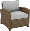 Crosley Furniture Bradenton Outdoor Chair, Wicker Patio Chairs for Porch, Deck, Balcony, Backyard, Brown with Gray Cushions