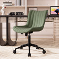 YOUNIKE Home Office Desk Chair with Wheels Comfy Armless Vanity Chair with Adjustable Back Modern Leather Upholstered Rolling Sw