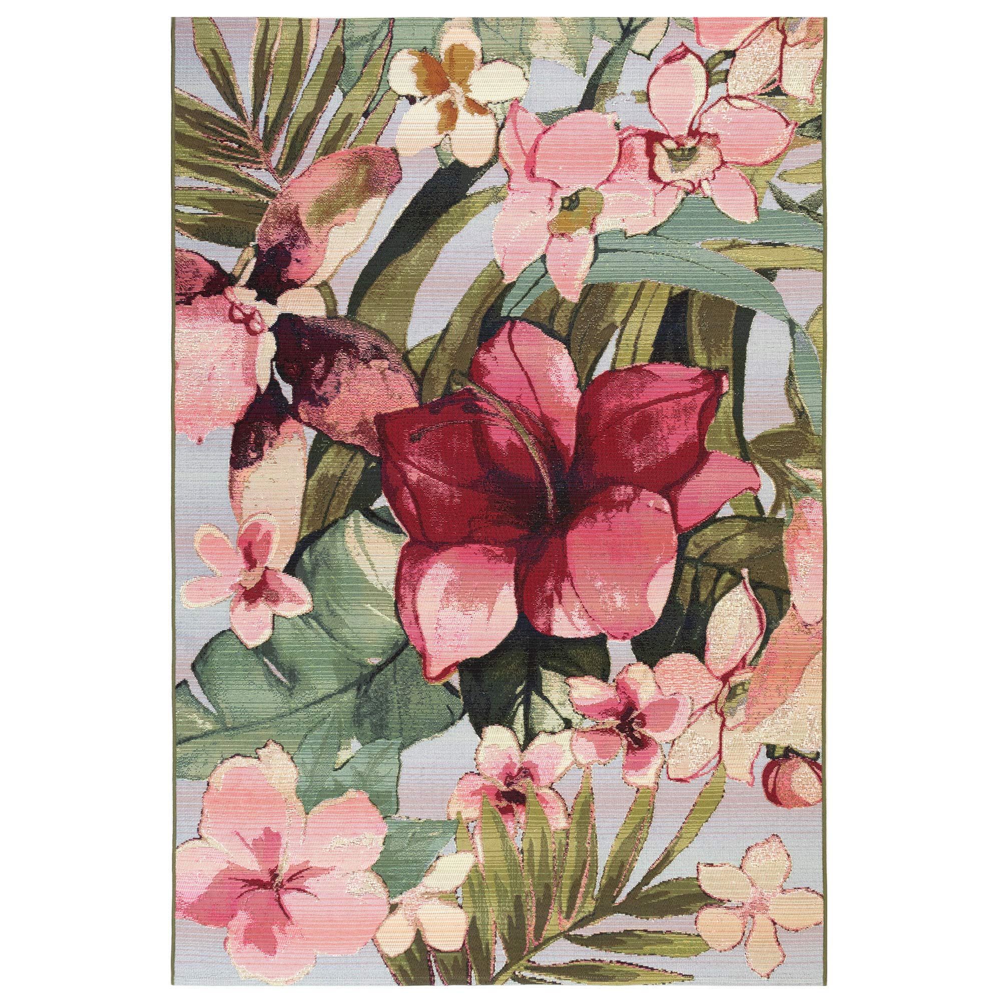 Liora Manne Marina Low Profile Durable Indoor/Outdoor Woven Rug- Tropical Floral Multi 111 x 76