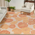 Nourison Garden Oasis Indoor/Outdoor Coral 9 x 12 Area Rug, Easy Cleaning, Non-Shedding, Bed Room, Living Room, Dining Room, K