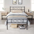 Yaheetech Twin Metal Platform Bed Frame Mattress Foundation with Headboard and Footboard No Box Spring Needed Under Bed Storage 