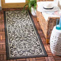 SAFAVIEH Courtyard Collection Runner Rug - 23 x 12, Black & Sand, Scroll Design, Non-Shedding & Easy Care, Indoor/Outdoor & Wa