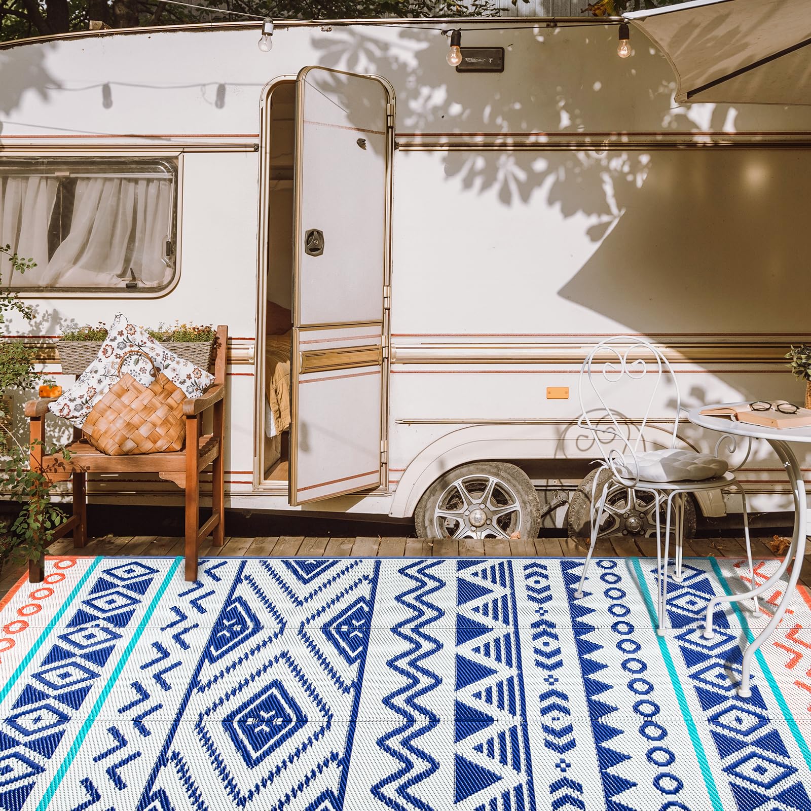 Outdoor Rugs Patio Camping Waterproof - 8x10 Plastic Straw Patio Rug Portable for Campers, Outside RVs Mat, Outdoor Area Carpet 