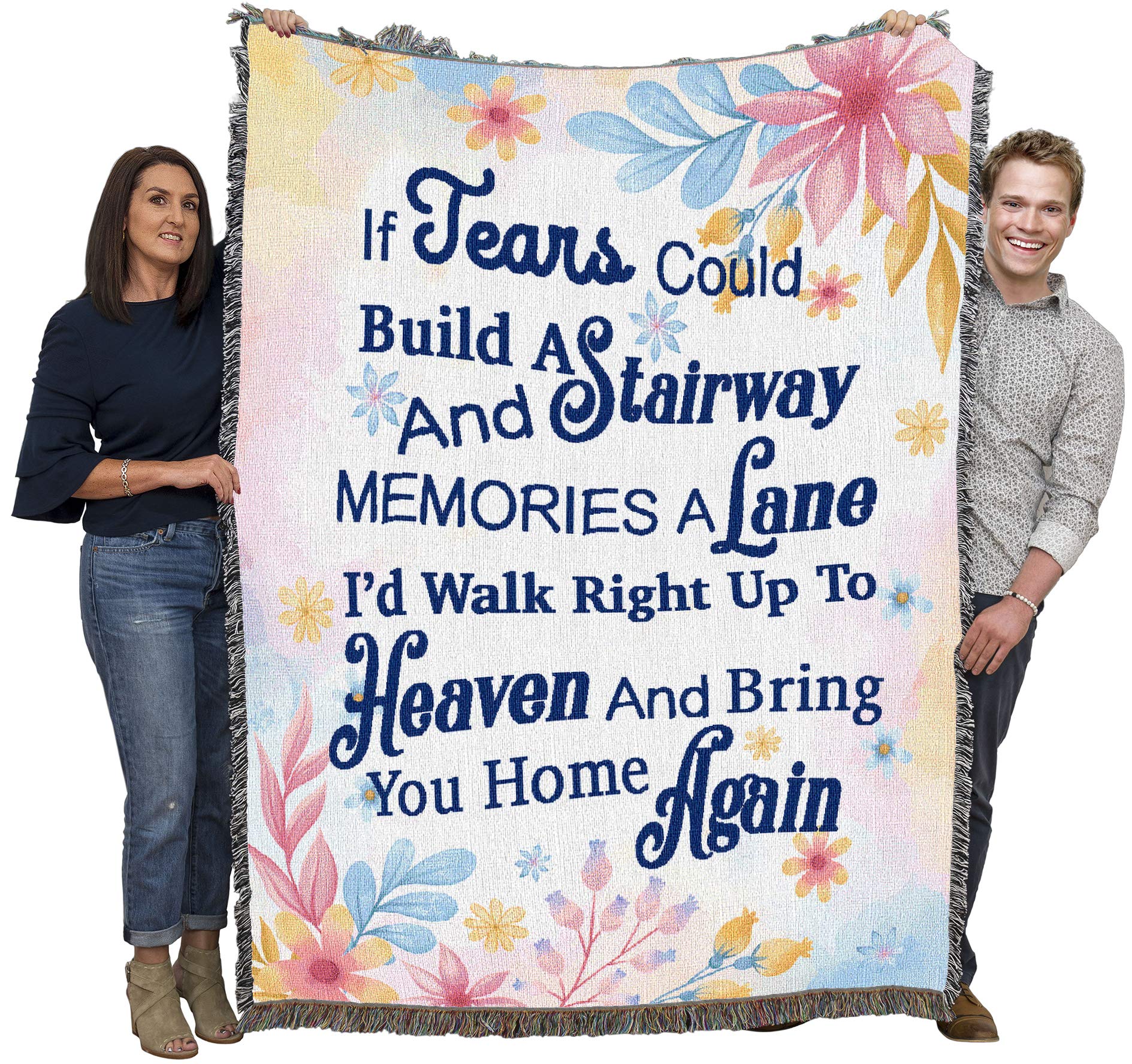 Pure Country Weavers If Tears Could Build A Stairway Blanket - Sympathy Bereavement Gift Tapestry Throw Woven from Cotton - Made