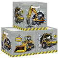 HUUMONSS 11.8  Construction Vehicles Storage Cube Organizer Set 3Pcs Clothes Storage Basket Bin for Closet Shelf Crane Bulldozer