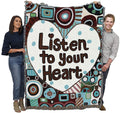 Pure Country Weavers Listen to Your Heart Blanket by Christy Robbins - Gift Tapestry Throw Woven from Cotton - Made in The USA (