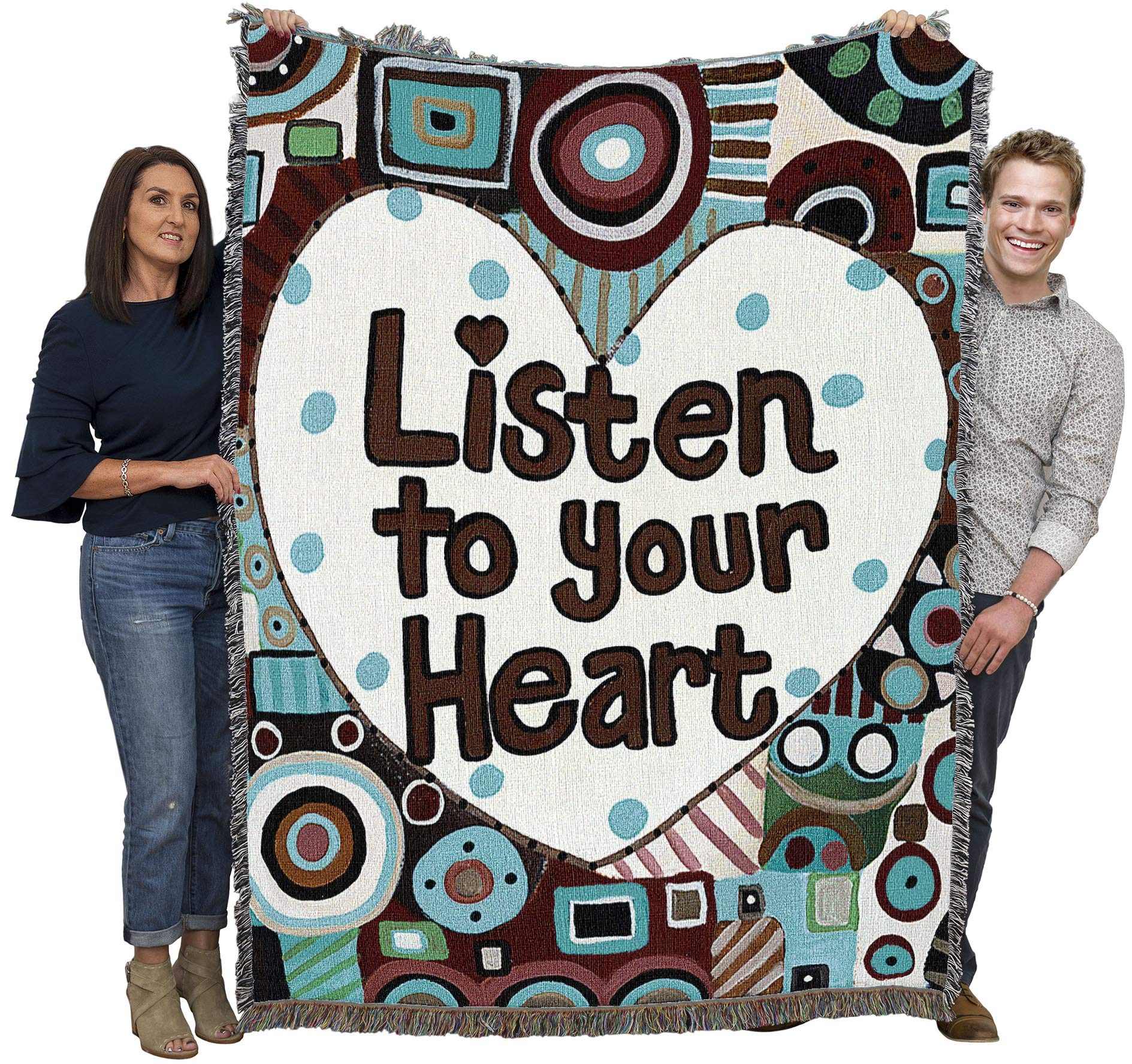 Pure Country Weavers Listen to Your Heart Blanket by Christy Robbins - Gift Tapestry Throw Woven from Cotton - Made in The USA (