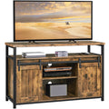Yaheetech TV Stand, Entertainment Center with Storage Cabinets for 55 Inches TV, Barn Door TV Stand with Height Adjustable Shelv