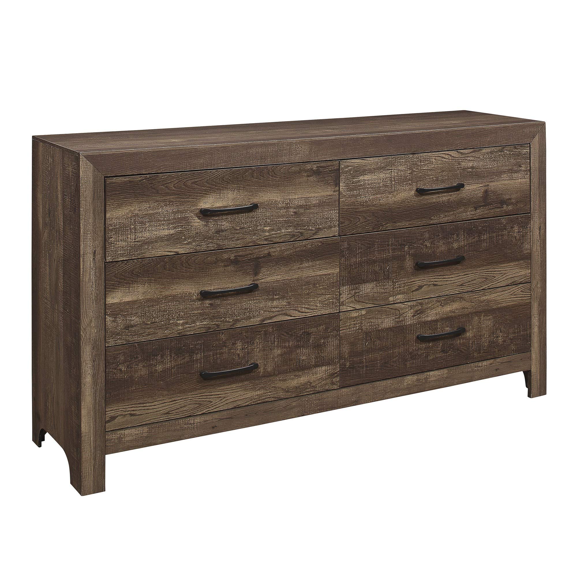 Benjara 2 Drawer Rustic Wooden Nightstand with Block Legs, Brown
