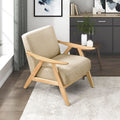Lexicon Mid Century Modern Accent Chair with Solid Wood Frame in Natural Finish, Textured Fabric Living Room Lounge Arm Chair, T