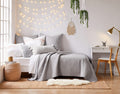 Levtex Home Cross Stitch Reversible Twin XL/Twin Quilt Set (68x86in) and 1 Pillow Sham (26x20in) - Stitch Texture - Light Grey -