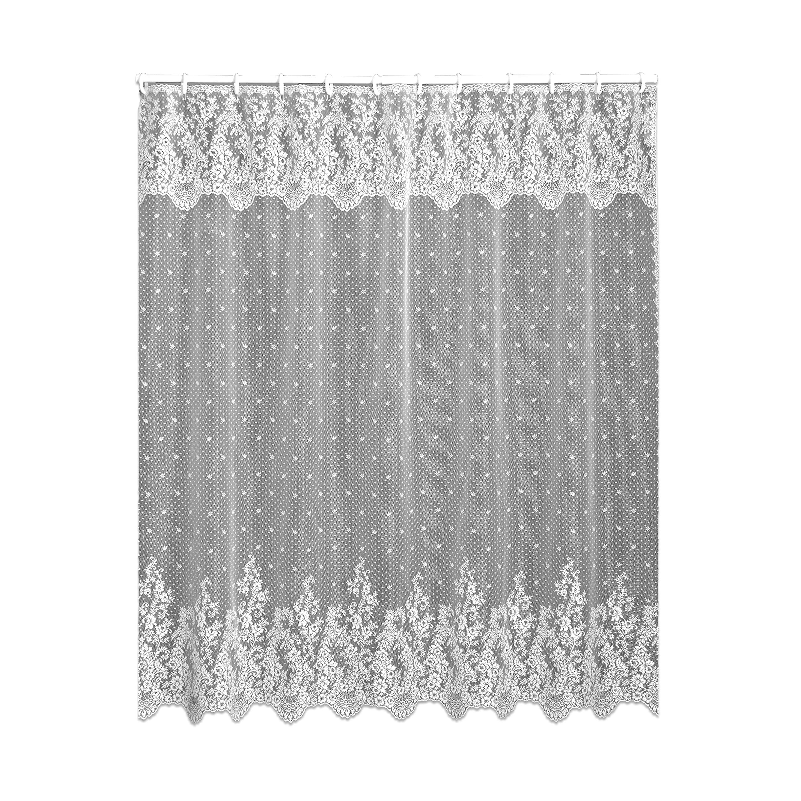 Heritage Lace, White Floret 72x72 Shower Curtain, 72 inch Wide by 72 inch Drop
