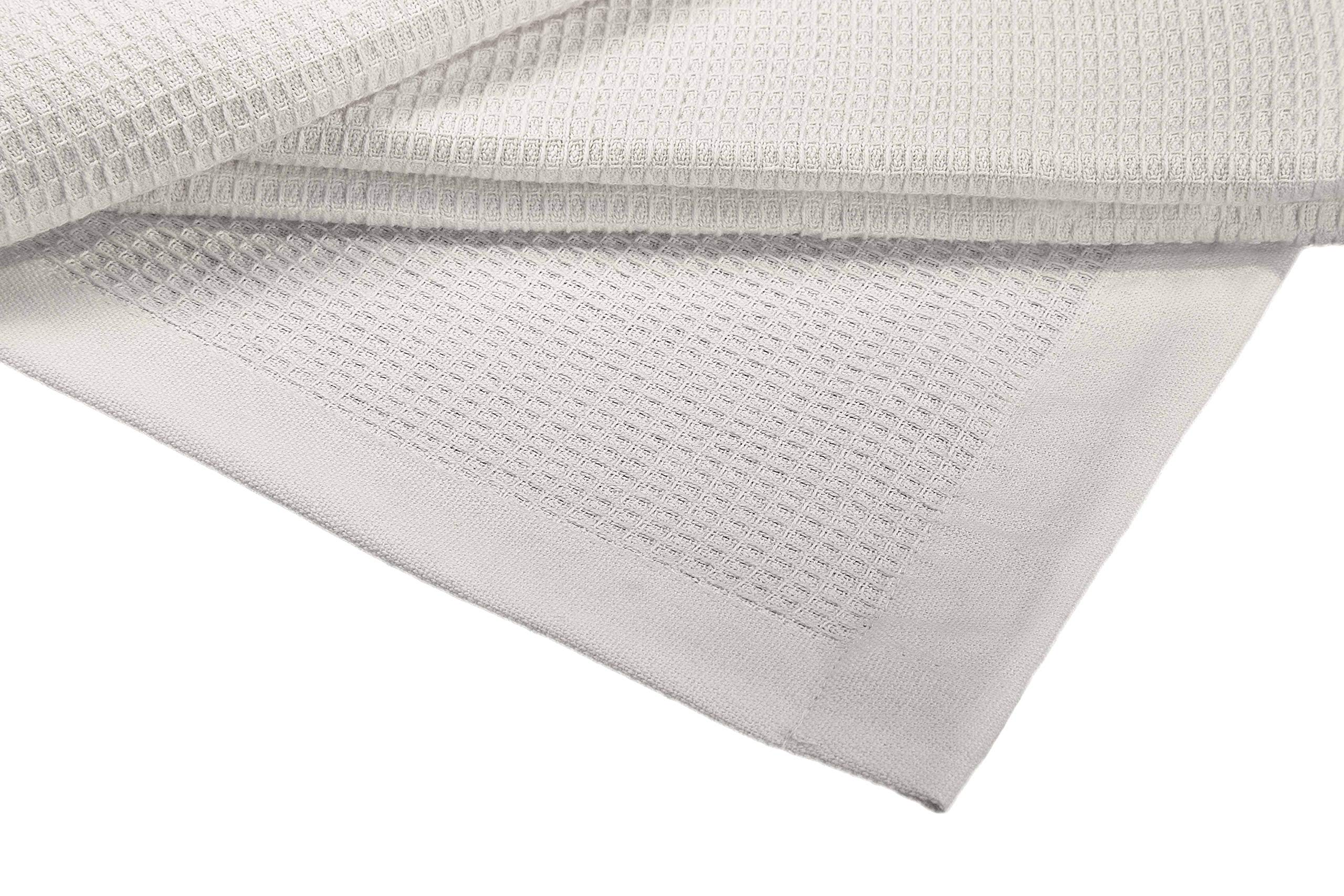 Crover Collection All Season Thermal Waffle Cotton Queen Blanket 90x90 Glacier Grey with Deep Plain Edge Border Durable and Soft