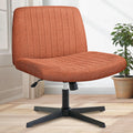 Orange Factory Criss Cross Chair No Wheel Wide Cross Legged Office Desk Vanity Chair Comfy Fabric Armless Adjustable Swivel for 