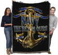 Pure Country Weavers PCW - US Navy - The Sea Is Ours 2 Blanket - Gift Military Tapestry Throw Woven from Cotton - Made in The US