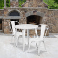 Flash Furniture Commercial Grade 30 Round Black Metal Indoor-Outdoor Table Set with 2 Cafe Chairs
