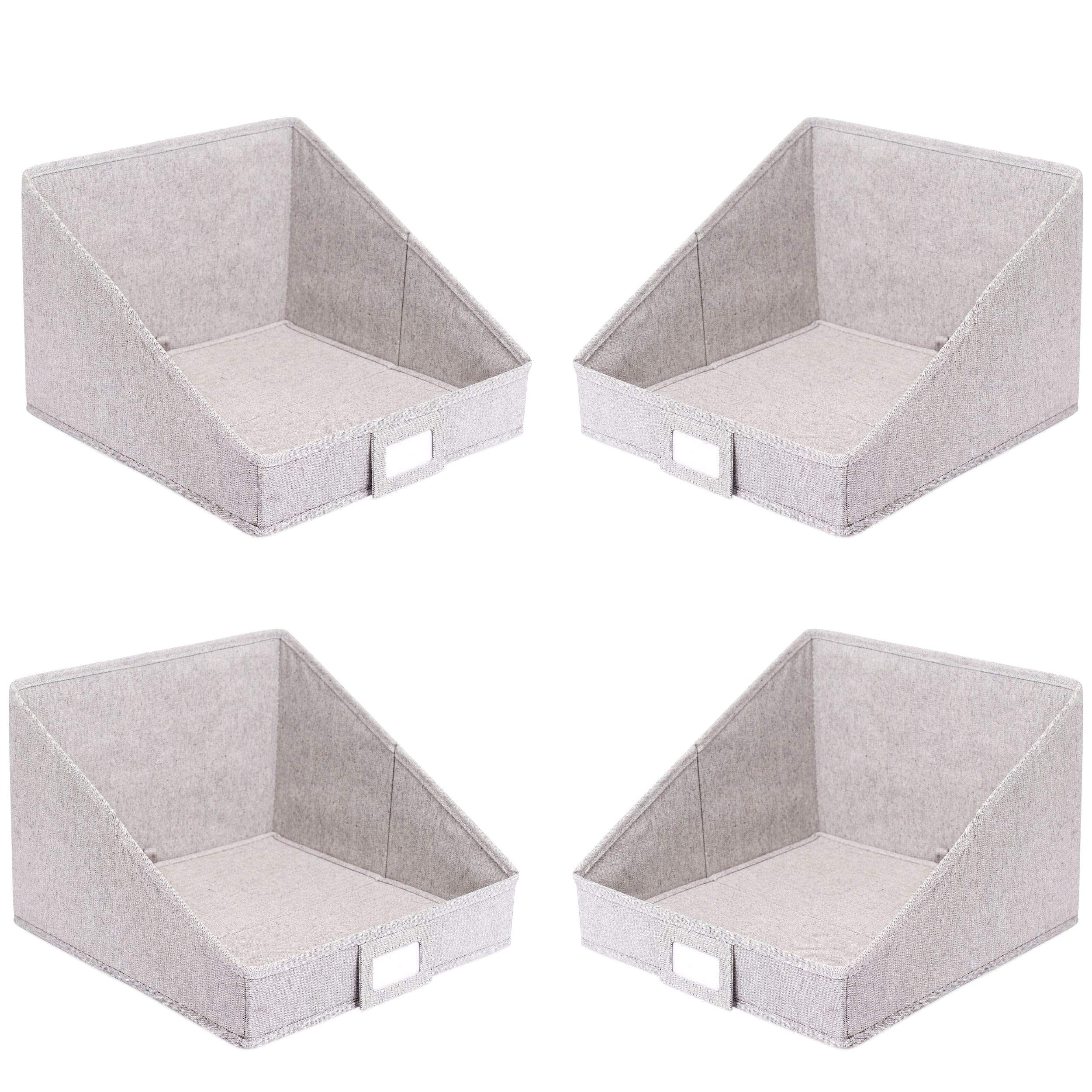 Internets Best Open Cloth Storage Bin - Closet Shelf Storage Box - Organize Sheets Blankets Towels Sweaters Scarfs - Grey (4 Pac