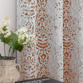Mrs.Naturall Rusty Orange Curtains 63 Inch Length for Bedroom 2 Panels Grommet Burnt Orange Medallion Patterned Damask Moroccan 