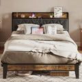 ANCTOR Full Size Bed Frame, Storage Headboard with Outlets, Easy to Install, Sturdy and Stable, No Noise, No Box Springs Needed 