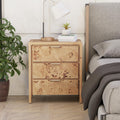 COZAYH Burl Finish 3 Drawer Nightstand, Wood Rustic Farmhouse Dresser, Vintage Accent Storage Bedside Table for Bedroom Entryway
