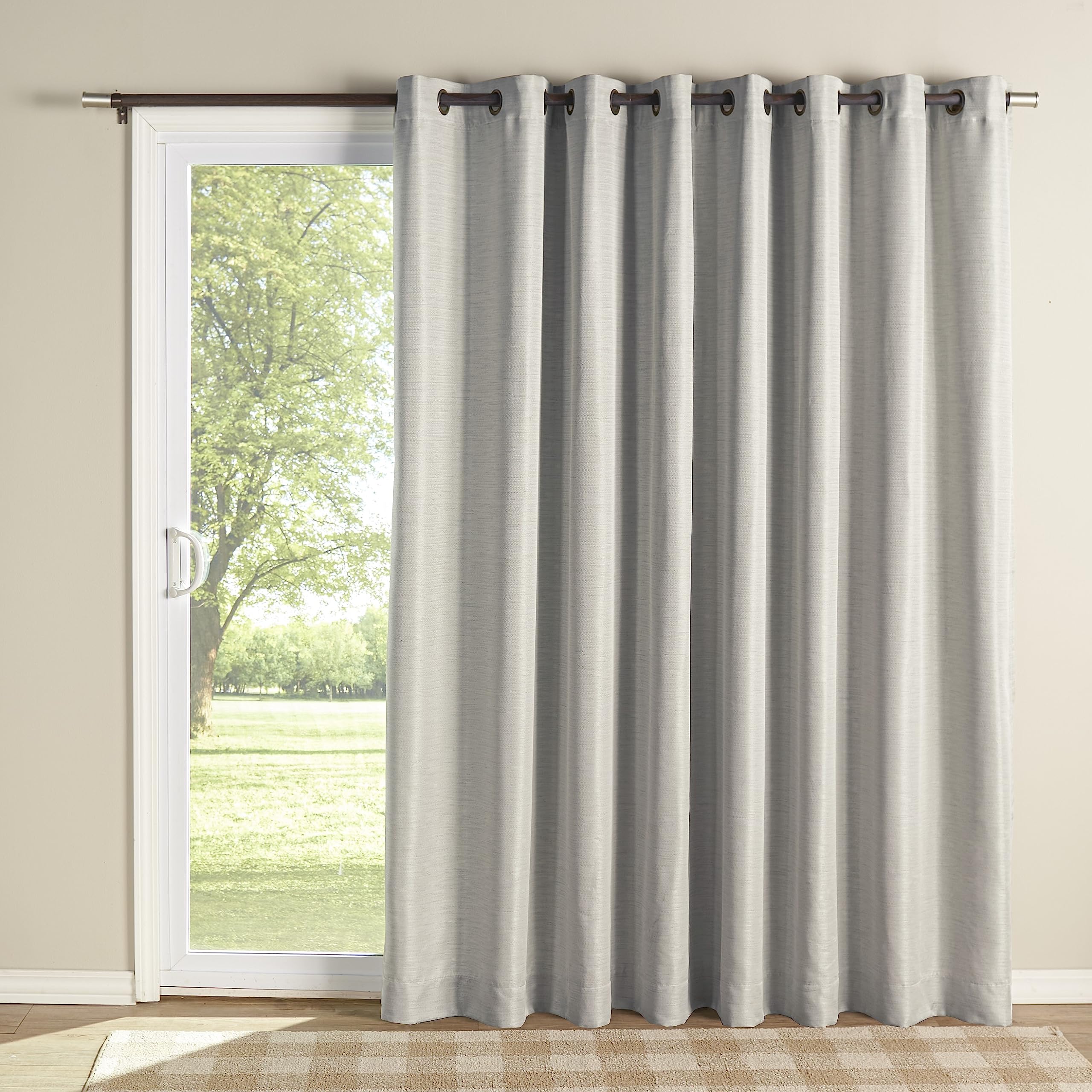 Grasscloth 110 Room Darkening Patio Panel - Silver