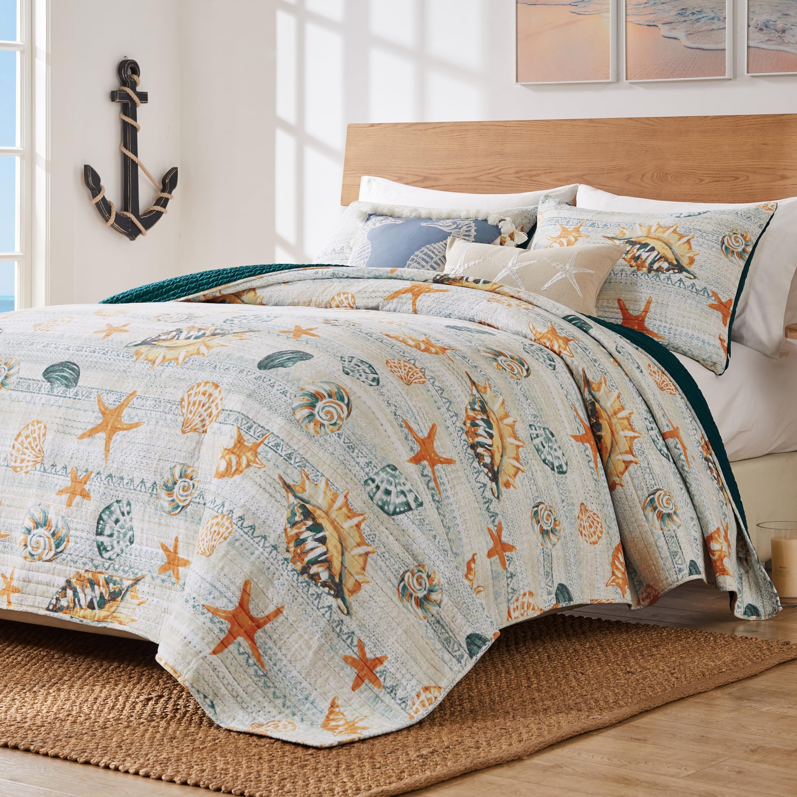 Greenland Home Kona Coastal Paradise Quilt Set, 3-Piece King/Cal King, Ocean