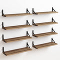 Fixwal Floating Shelves Wall Shelves Width 4.7in Rustic Wood Set of 8, Wall Storage Shelves for Bedroom, Living Room, Kitchen, B