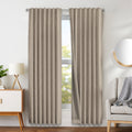 Joydeco Linen Curtains 120 inches Long 100% Blackout Drapes 120 inch Length 2 Panels Set for Bedroom Living Room Black Out Darke