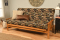 Kodiak Furniture Monterey Butternut Futon with Multi-Color Fabric Mattress