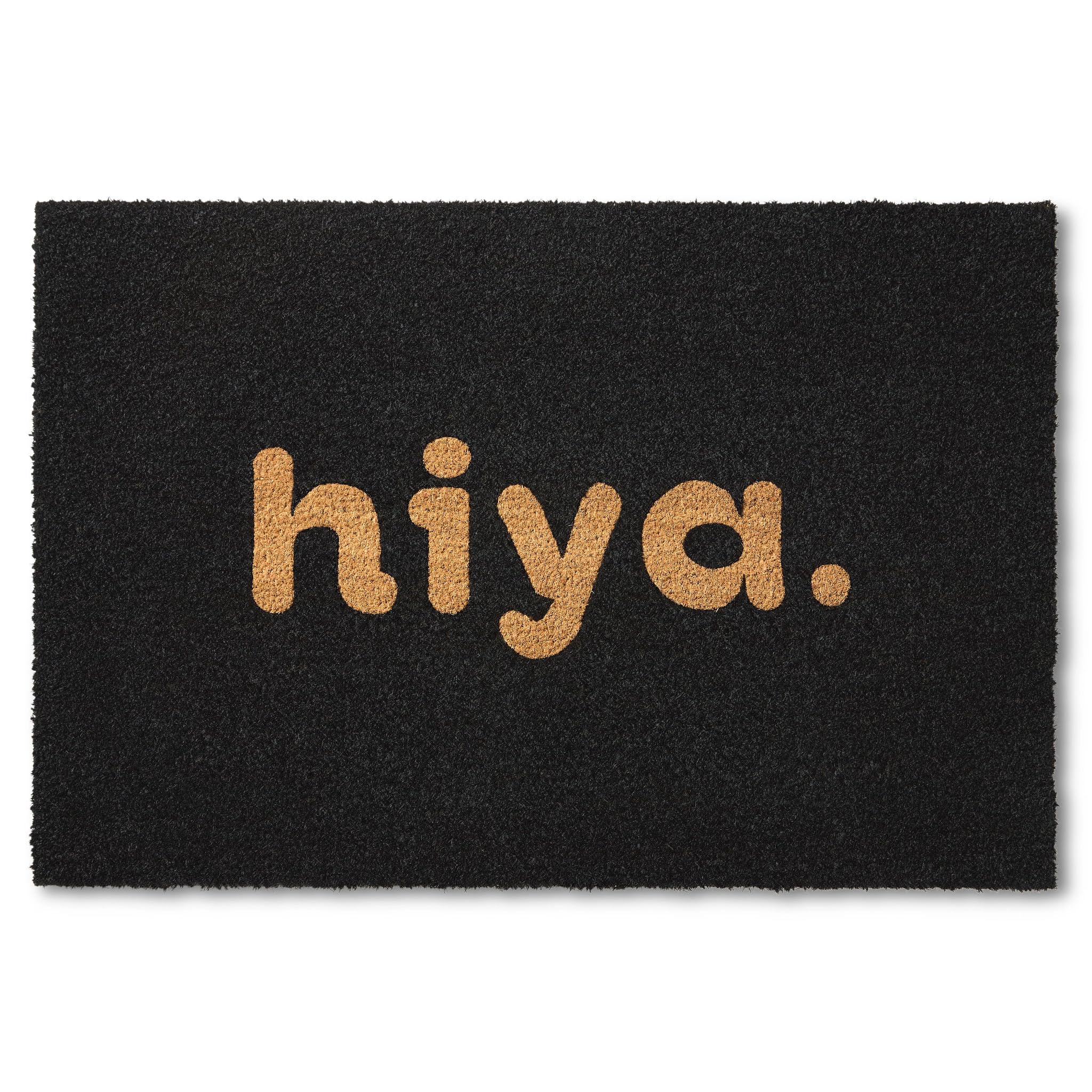 TOWN & COUNTRY TERRA Hiya Painted Welcome Door Mat, Natural Coir, Heavyweight, Non-Slip Entryway Mat, Black, 24x36