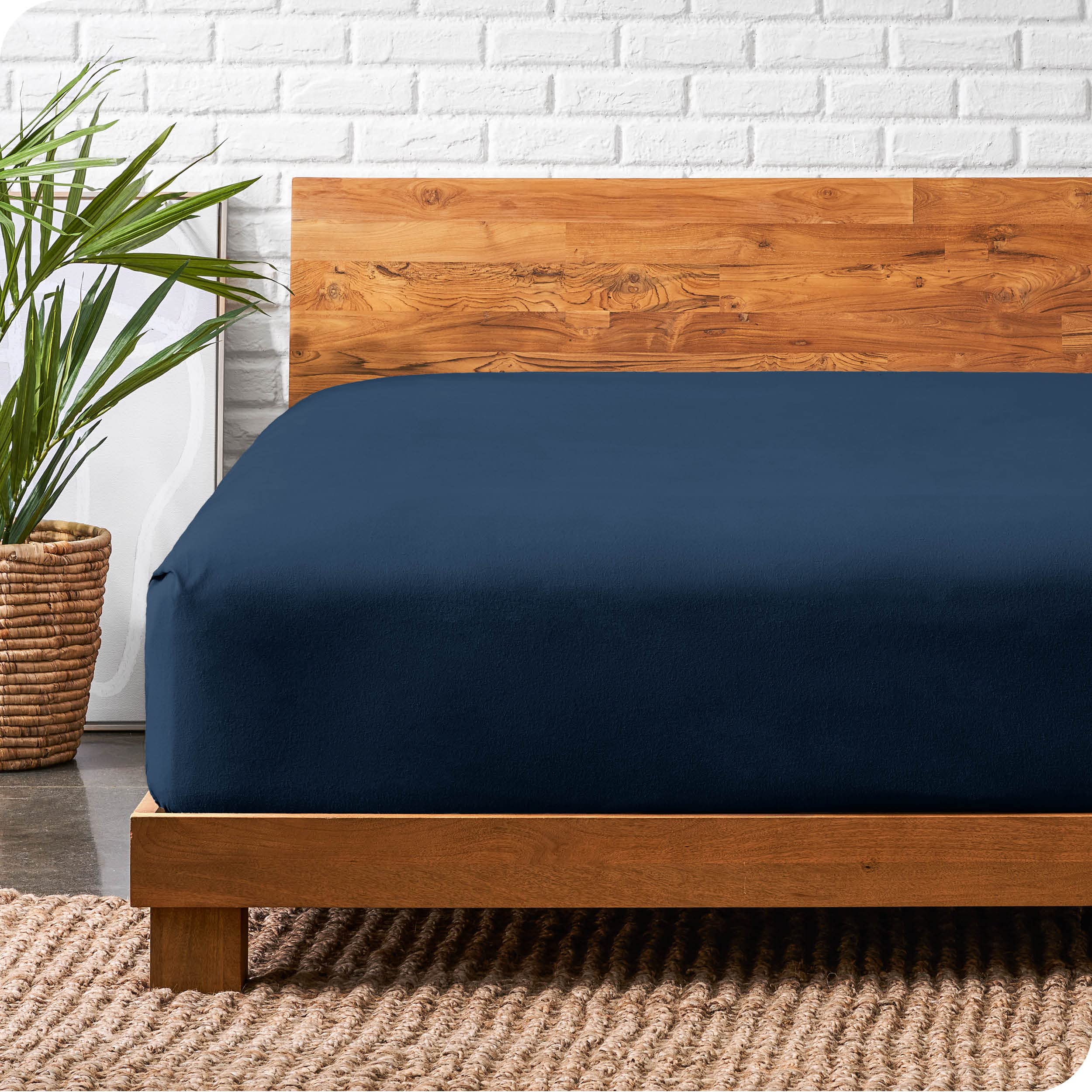 Bare Home Flannel Fitted Bottom Sheet 100% Cotton, Velvety Soft Heavyweight - Double Brushed Flannel - Deep Pocket (Full, Light 