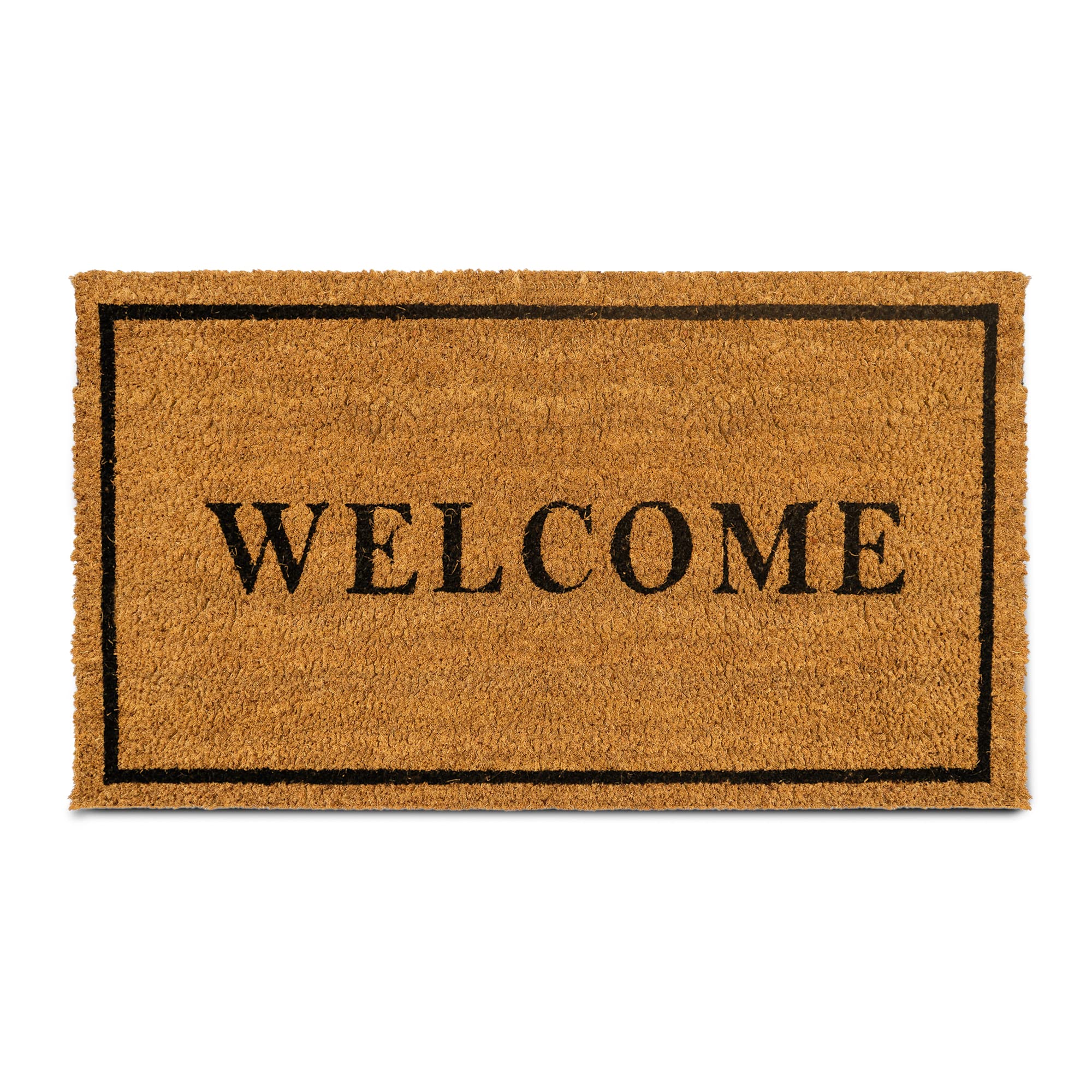 PLUS Haven Coco Coir Door Mat with Heavy Duty Backing, Welcome Doormat, 17.5 x 30 Size, Easy to Clean Entry Mat, Beautiful Color