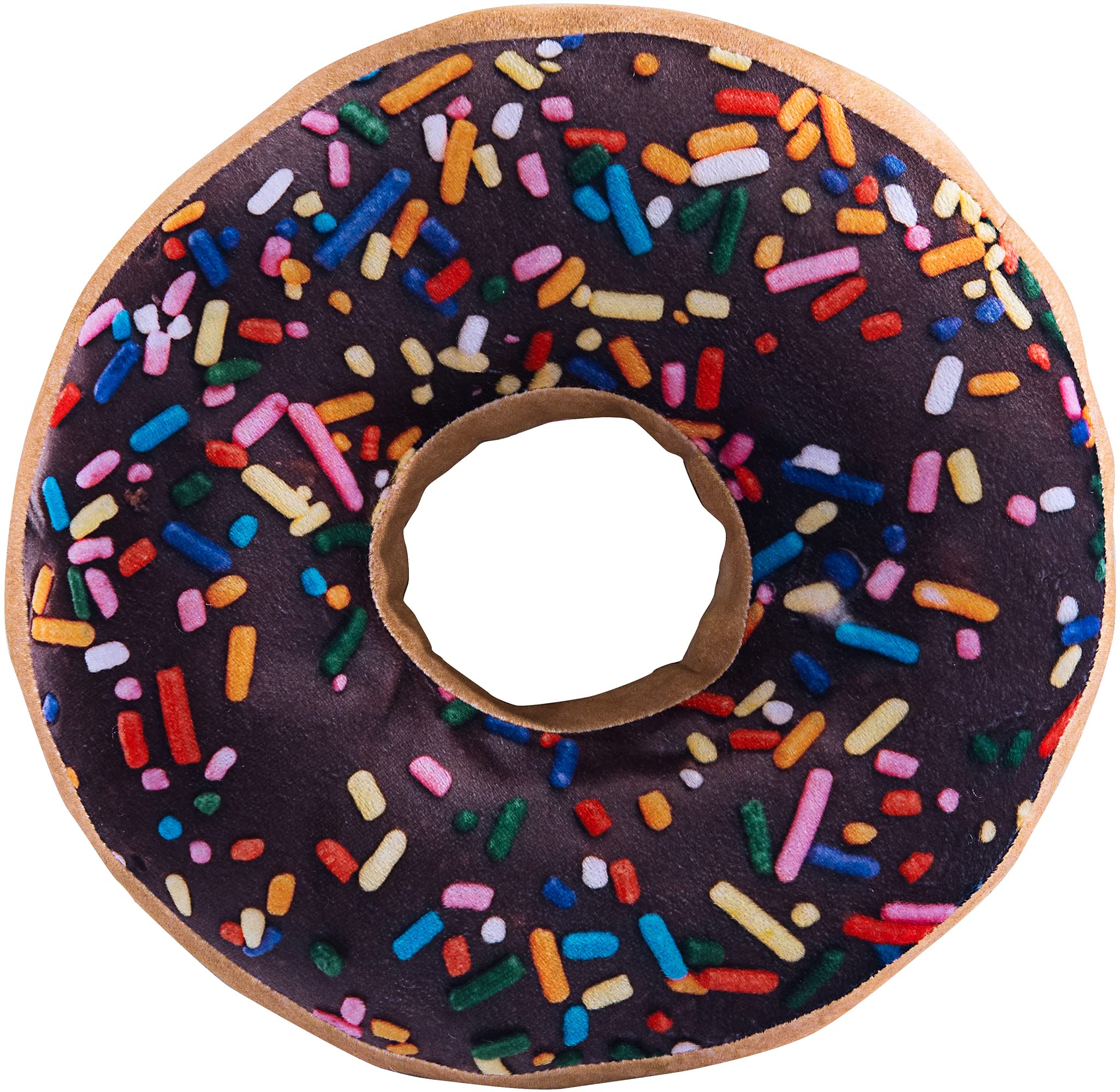 HYSEAS Round Throw Pillow 14 Inch Chocolate Donut, 3D Digital Print Decorative Comfortable Soft Plush Funny Food Shaped Pillow L