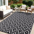 OLANLY Outdoor Rug 5x8 ft Waterproof, Outdoor Plastic Straw Rug with Geometric Pattern Clearance, Reversible RV Mat for Patio, C
