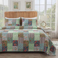 Greenland Home Jasmin Boho Style Oversized Quilt and Pillow Sham Set, King/Cal King (3-Piece), Jade
