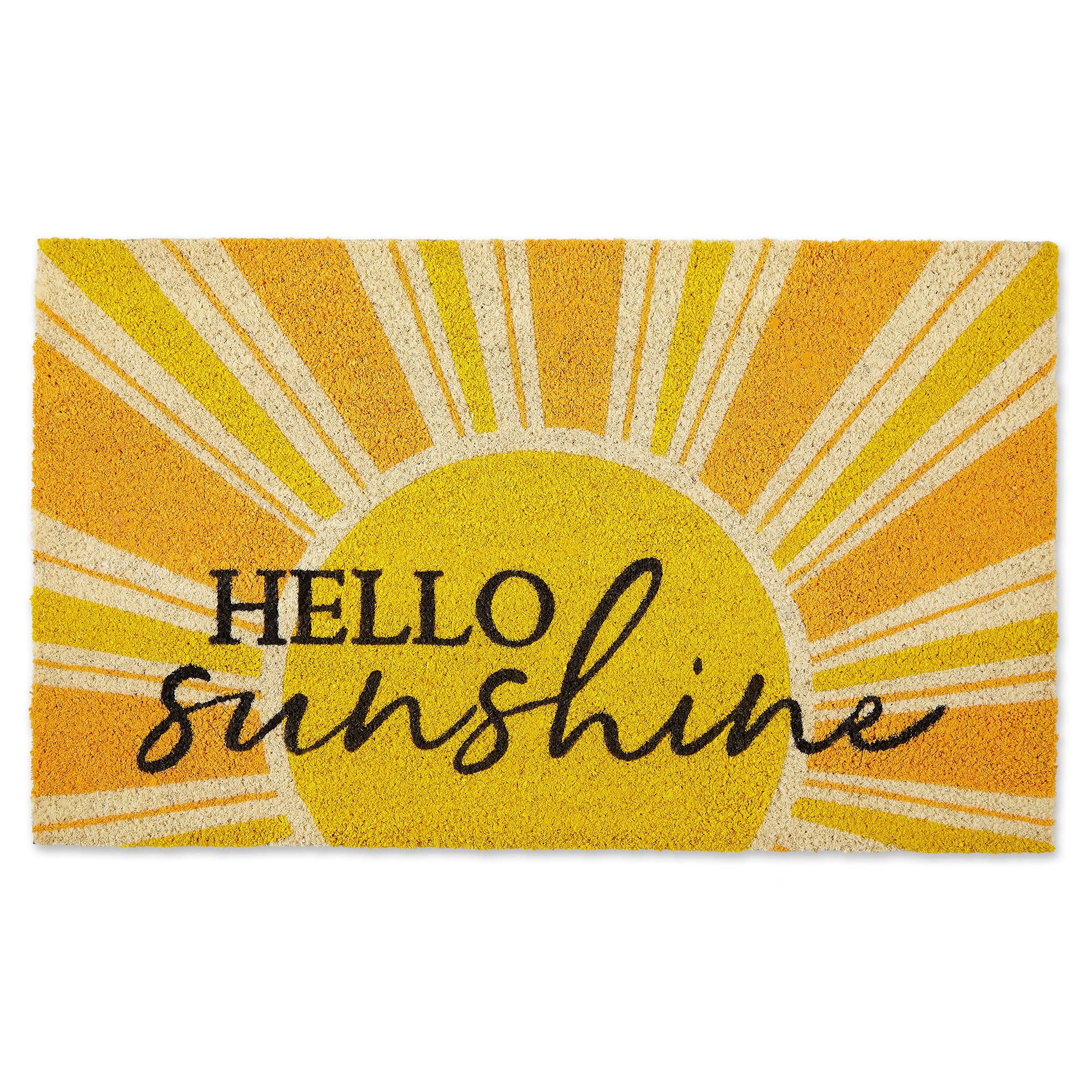 DII Natural Coir Doormat, Decorative Hello Mat, 17x29, Yellow Hello Sunshine