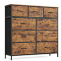 SONGMICS Dresser for Bedroom, Chest of Drawers, Steel, MDF, 9 Non-Woven Fabric Drawers, Storage Organizer Unit, Closet, Entryway