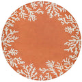 Liora Manne Capri Coastal Indoor/Outdoor Rug, 8 Round, Coral Border Orange
