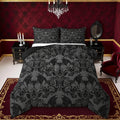 Feelyou Adults Gothic Comforter Set Queen Size Dark Olive Green Damask Comforter Bat Bohemia Boho Bedding Set Goth Duvet Set Vin