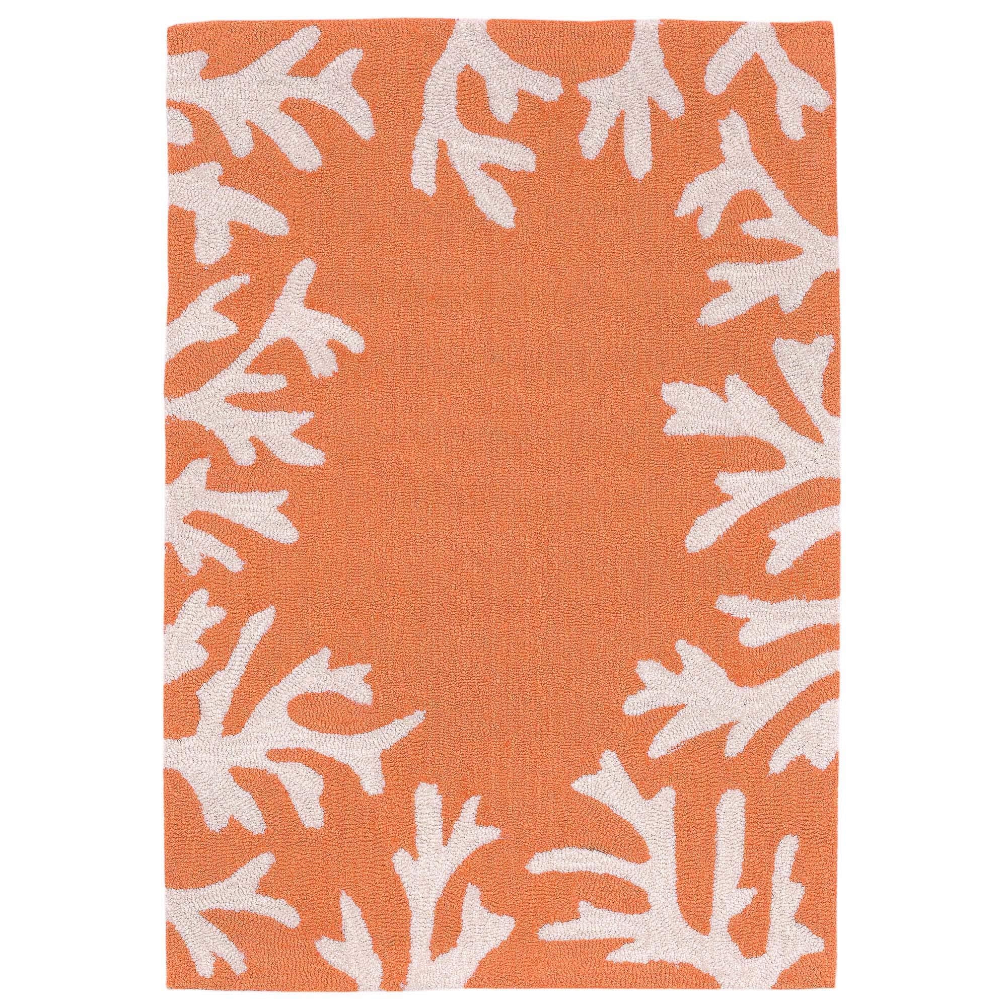 Liora Manne CAPRI Indoor/Outdoor Handmade Synthetic Blend Durable Area Rug - Traditional Border Coastal Beach Accent (Coral Bord