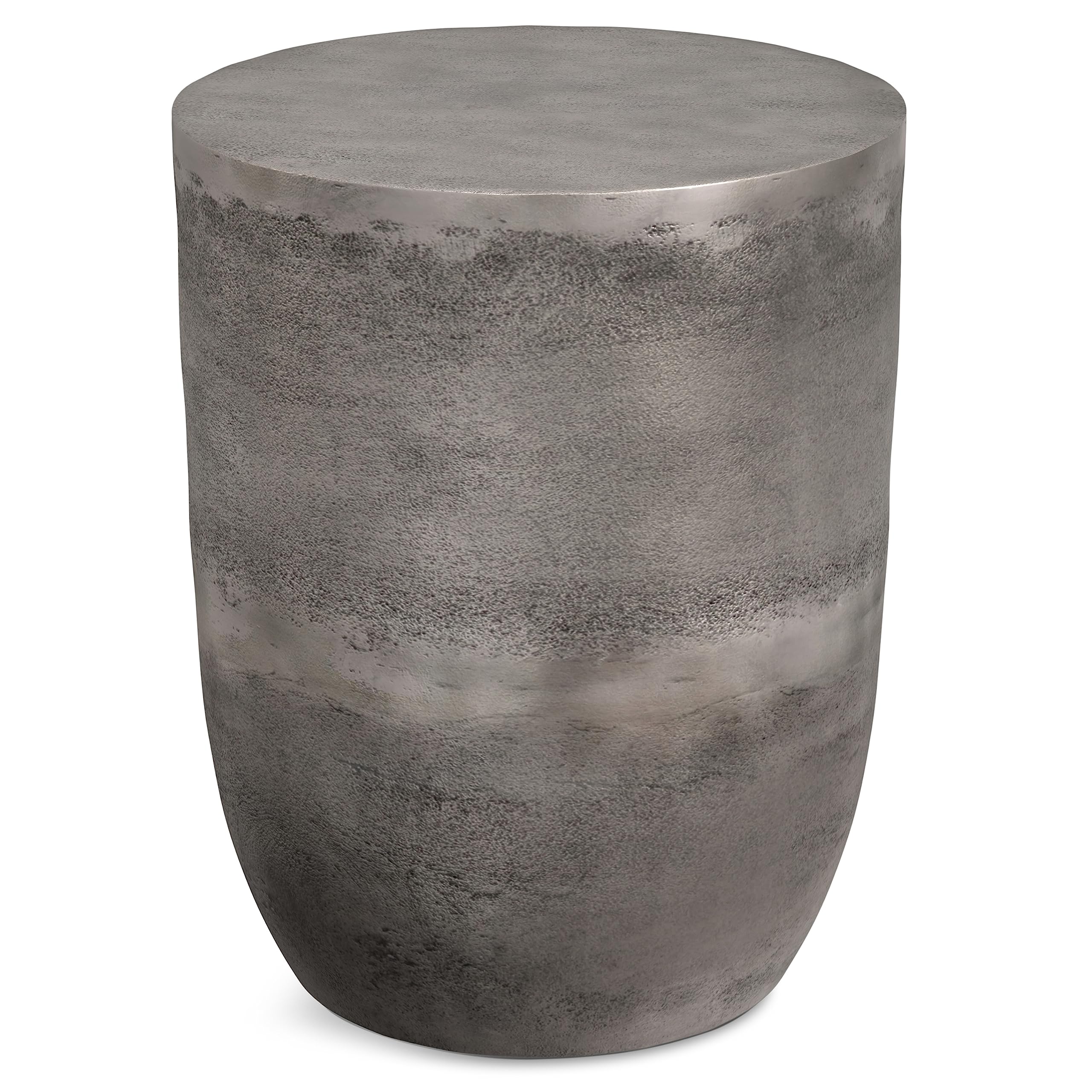 SIMPLIHOME Morris 17-inch Wide Cast Aluminum Metal Side Table in Antique Silver, Industrial Accent Table with Powder-Coated Fini