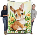 Pure Country Weavers Bunny Thoughts Blanket by Kayomi Harai - Cute Funny Gift Tapestry Throw Woven from Cotton - Made in The USA