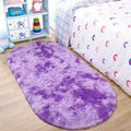 Noahas Oval Fluffy Purple Rug 2.6X5.3 Small Kids Rugs for Bedroom Girls And Boys Aesthetic,Bedside Bedroom Rug,Ultra Soft Runner
